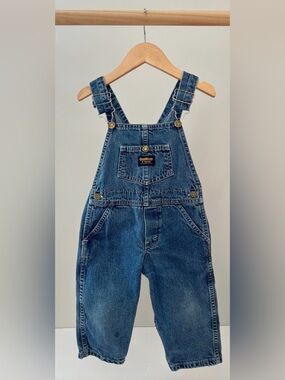 Vintage OshKosh B'gosh Yellow Label Denim Overalls in Medium Blue Size 2
